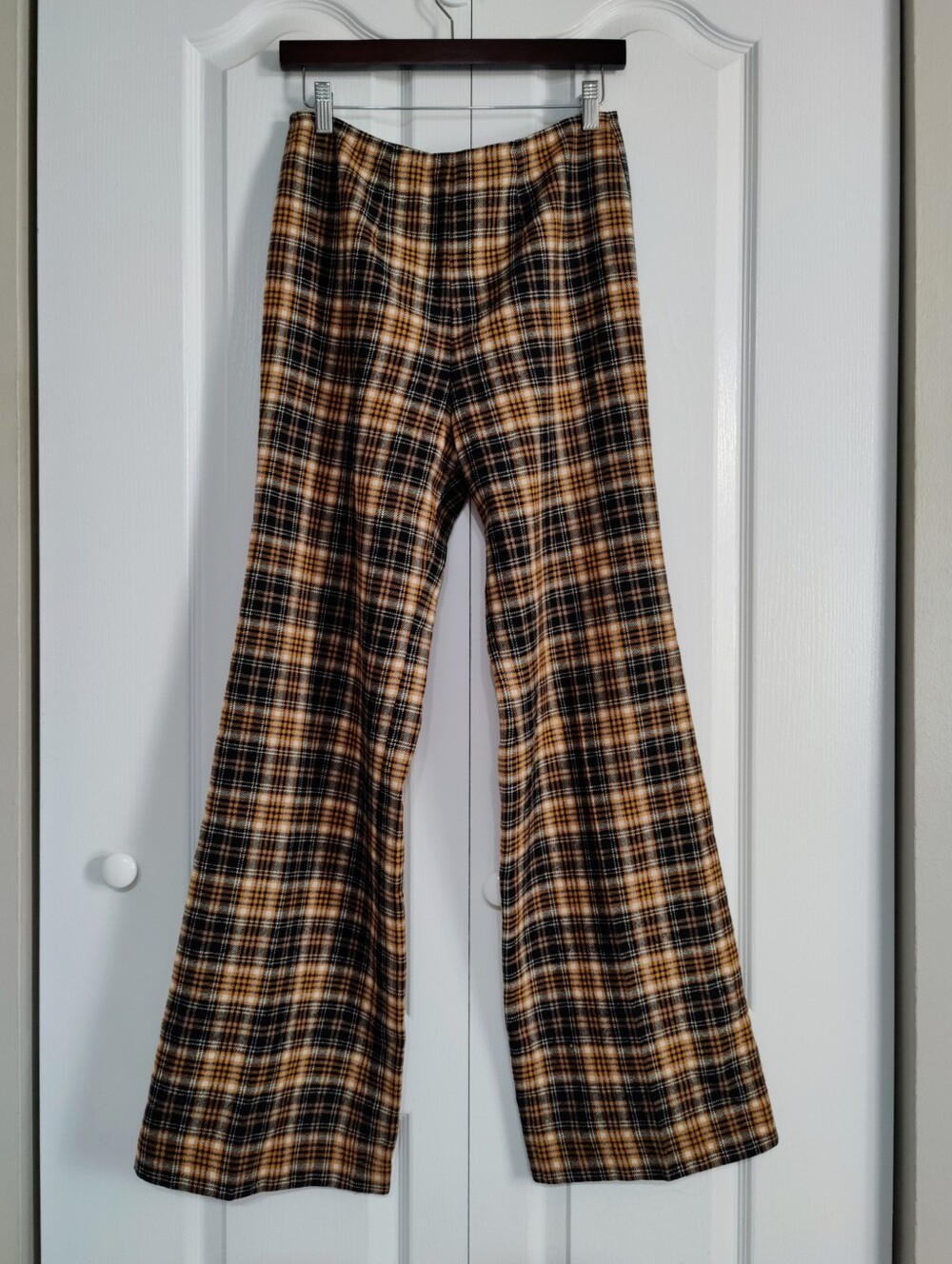 Vintage Pendleton Wool Plaid Wide Leg Pants High Waisted Amber Gold Medium USA - Picture 1 of 16
